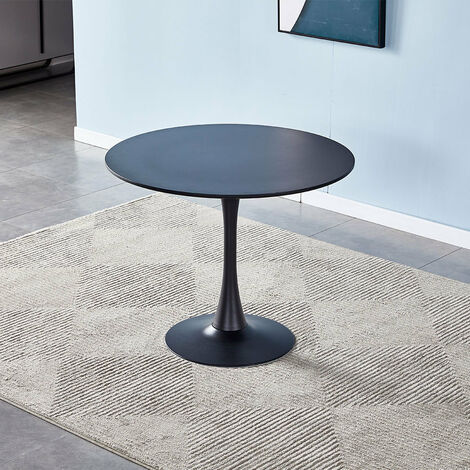 Modern Round Minimalist Dining Table,Black