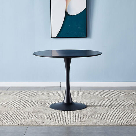 Modern Round Minimalist Dining Table,Black