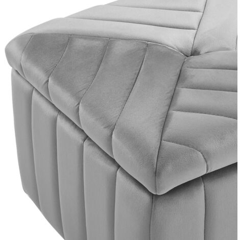 Upholstered Velvet Storage Ottoman Footstool,Grey