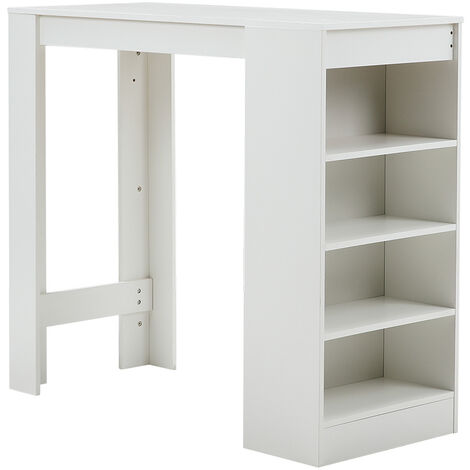 White Wooden Bar Table with Open Shelves,White Table Top