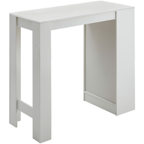 White Wooden Bar Table with Open Shelves,White Table Top