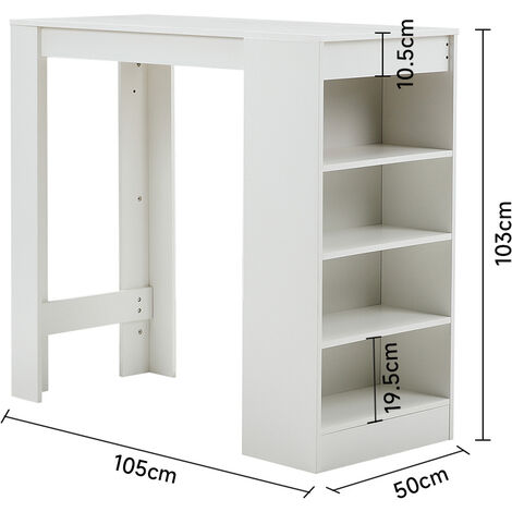 White Wooden Bar Table with Open Shelves,White Table Top