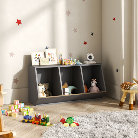 Grey MDF Stackable Open Style Toy Storage Organizer (1/5)