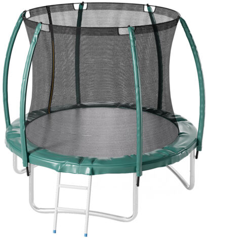 8FT Green Outdoor Enclosure Trampoline with Ladder