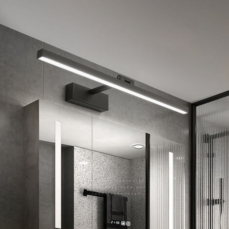LED Bathroom Mirror Light 50cm, 12W, IP44 Waterproof Bathroom Wall Light 180° Rotatable, Modern Bathroom Mirror Light, Warm White 3000K, Schwarz，Black