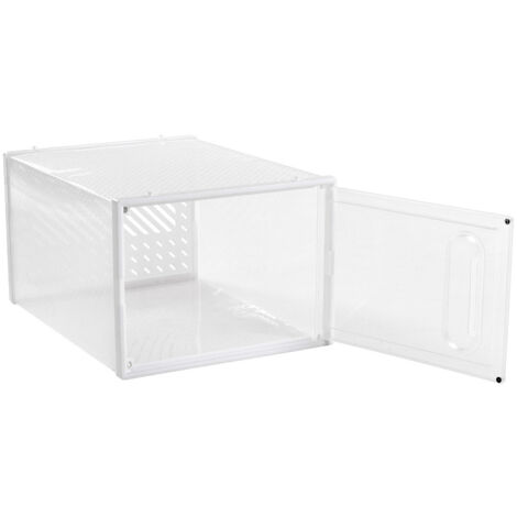 White 12 Pcs Plastic Shoe Storage Boxes with Magnetic Door