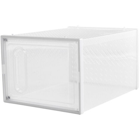 White 12 Pcs Plastic Shoe Storage Boxes with Magnetic Door