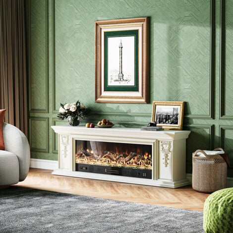 Freestanding Electric Fireplace Adjustable Flame with Remote