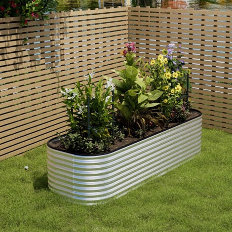 240x80x56 cm Garden Raised Bed Galvanised Steel  Galvanized Silver vidaXL