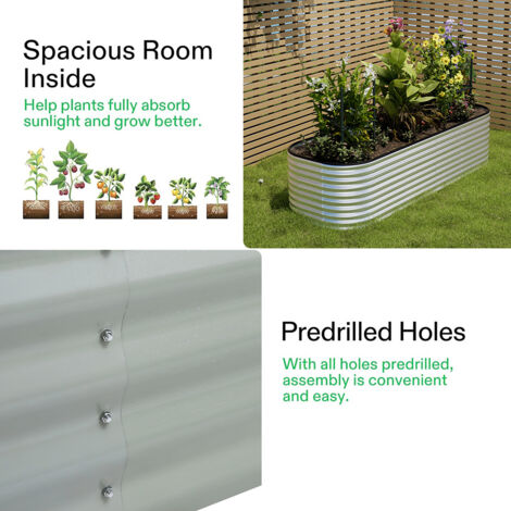 240x80x56 cm Garden Raised Bed Galvanised Steel  Galvanized Silver vidaXL