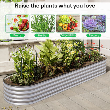 320cm Gardens Plan Oval-Shaped Galvanized Steel Raised Garden Bed