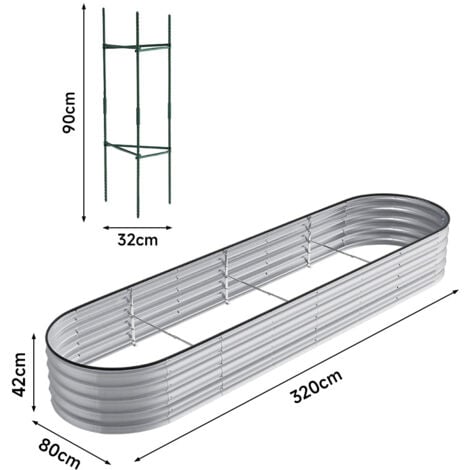 320cm Gardens Plan Oval-Shaped Galvanized Steel Raised Garden Bed