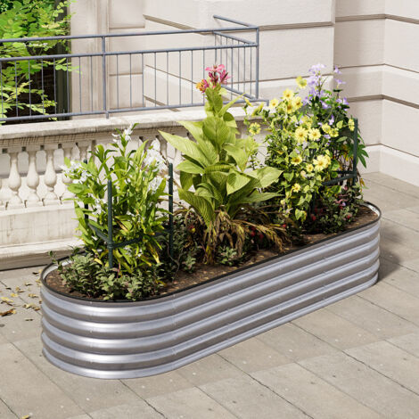 240x80x42 cm Garden Raised Bed Galvanised Steel  Galvanized Silver vidaXL