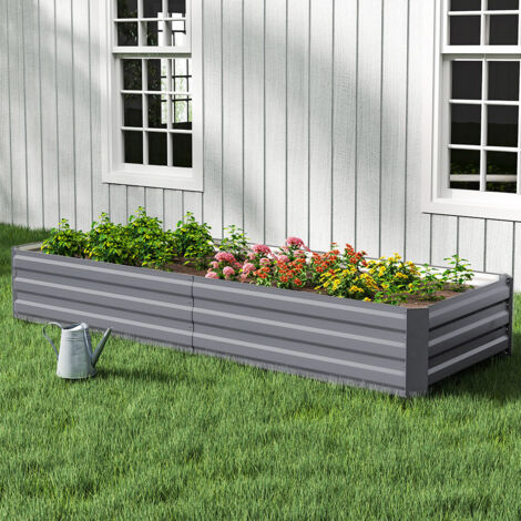 Outdoor Rectangular 240cm W Metal Raised Garden Bed