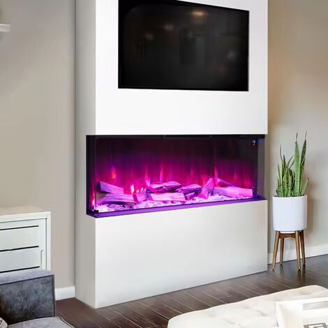 50inch 3-Sided Smart Electric Fireplace Recessed/Freestanding Fireplaces 1800W  12 Flame Colours