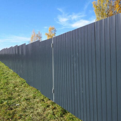 Grey Set of 6 Steel Corrugated Panels