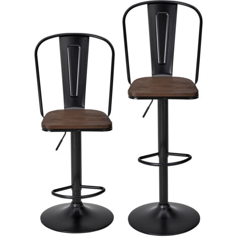 2Pcs Kitchen Adjustable Bar Stool Dining Chair (1/4)