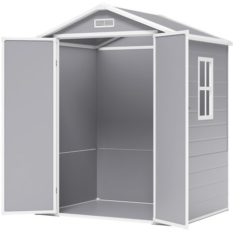 Grey Plastic Outdoor Garden Storage Shed with Deadbolt