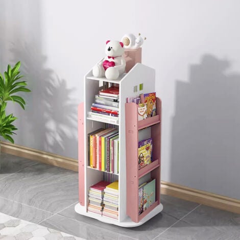 Pink Kids House Frame Rotating Bookshelf