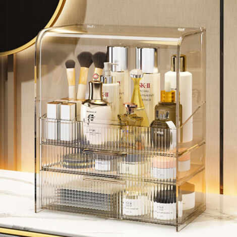 3Tier Transparent Makeup Cosmetics Storage Organizer (1/5)