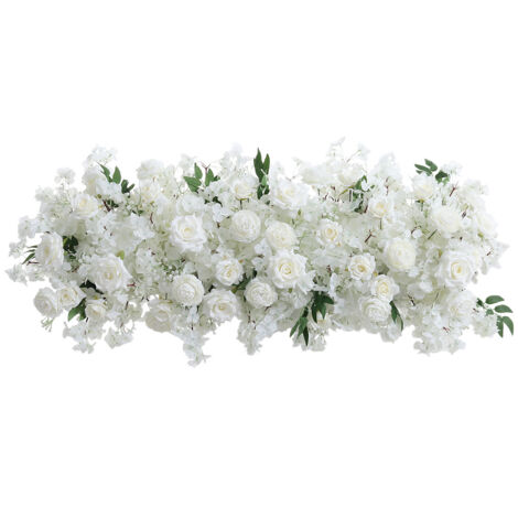 White Artificial Roses Row for Wedding Arch Table Centerpieces (1/5)