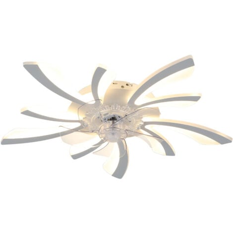 White Creative Ceiling Fan with LED Stepless Dimming Light