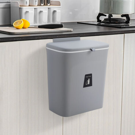 Grey Kitchen Hanging Flip Lid Trash Can (1/5)