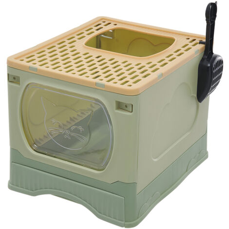 Liningandhome Foldable Cat Litter Box Top Entry Anti-Splashing Cat Toilet