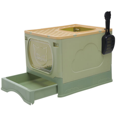 Liningandhome Foldable Cat Litter Box Top Entry Anti-Splashing Cat Toilet