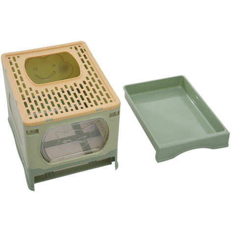 Liningandhome Foldable Cat Litter Box Top Entry Anti-Splashing Cat Toilet
