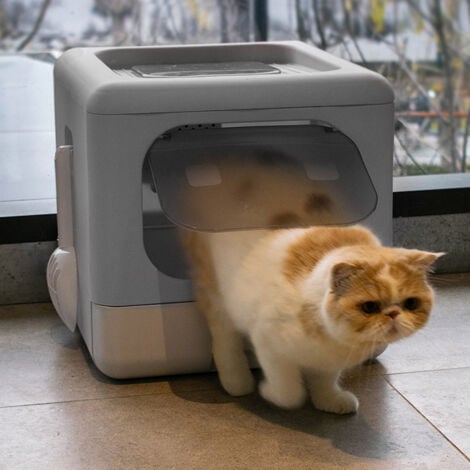 Full Enclosed Cat Toilet Litter Box in Grey