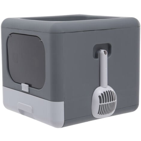 Full Enclosed Cat Toilet Litter Box in Grey