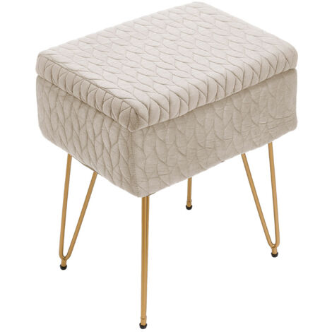 Rectangle Upholstered Storage Ottoman Vanity Stool