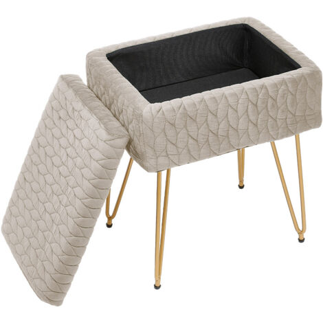 Rectangle Upholstered Storage Ottoman Vanity Stool