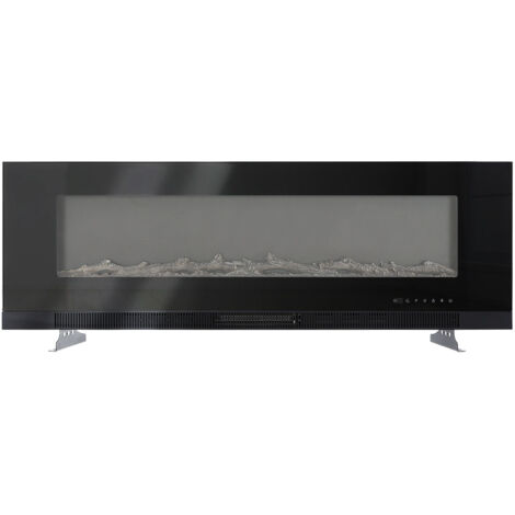 Black 50 Inch Wall Mounted LED Electric Fireplace with 9 Flame Colours