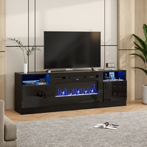 Black Recessed 36 inch Electric Fireplace 3 Flame Colours with TV Stand