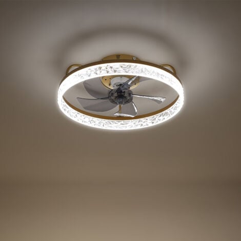 Modern Round Crystal Ceiling Fan with Light, 48CM