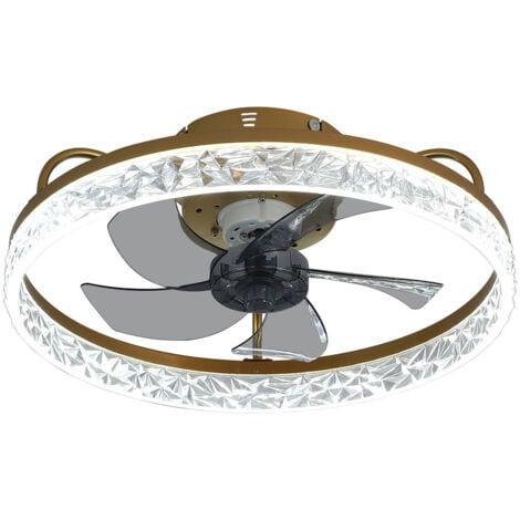 Modern Round Crystal Ceiling Fan with Light, 48CM