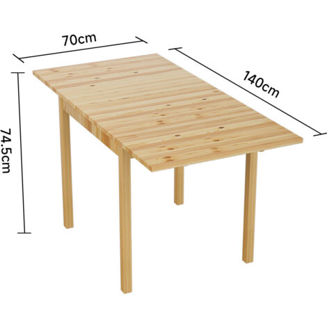 Natural 140cm W Expandable Rectangular Wooden Dining Table