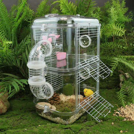 Double Layer Hamster Cage with Hidden Handle
