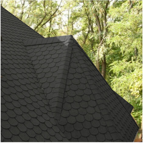18 Pcs Bitumen Roofing Shingles Shed Felt Roof Tiles,Semicircle,Black, 2.6 m² Coverage (1/5)