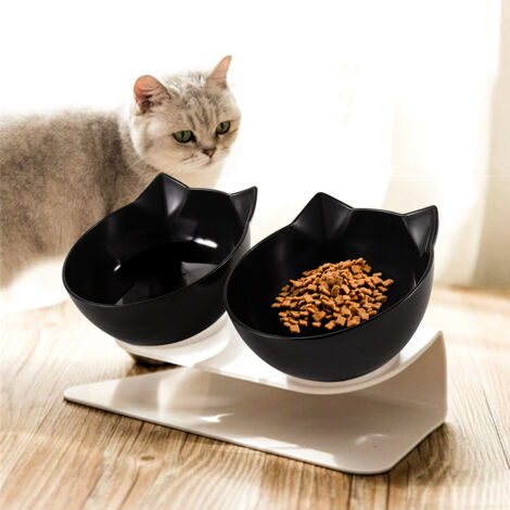 15° Tilted Elevated Feeder with Double Cat Bowls (1/5)