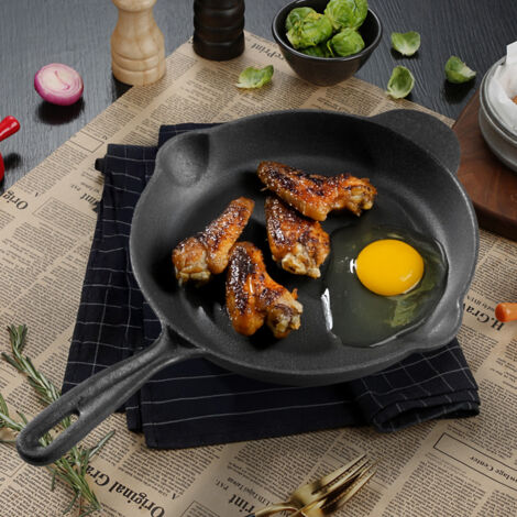 Round Cast Iron Skillet Frying Pan with Handle (1/4)