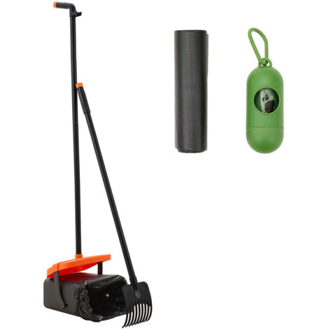 Dog Feces Scooper Swivel Bin & Rake Kit with 35 Waste Bags (1/5)