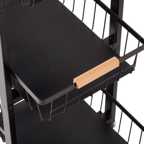Black 4-layer Stackable Kitchen Storage Rack 39cm W x 28cm D x 82cm H
