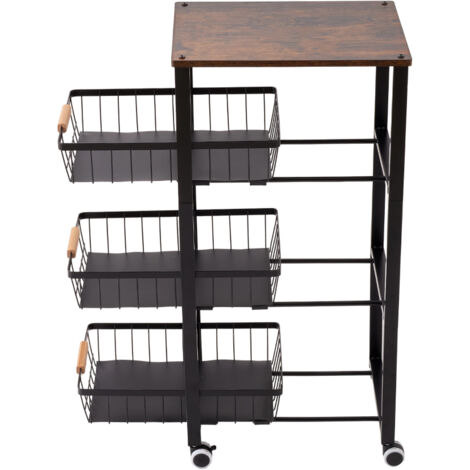 Black 4-layer Stackable Kitchen Storage Rack 39cm W x 28cm D x 82cm H