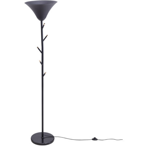 Modern Black E14 1-Light Floor Lamp with Coat Rack (1/5)