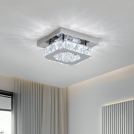 12W Modern Square Crystal Ceiling Light, Cool White (1/5)
