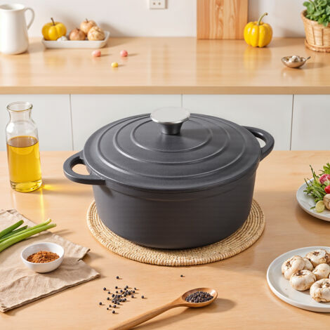 2L Enameled Cast Iron Dutch Oven Pot with Lid (1/5)
