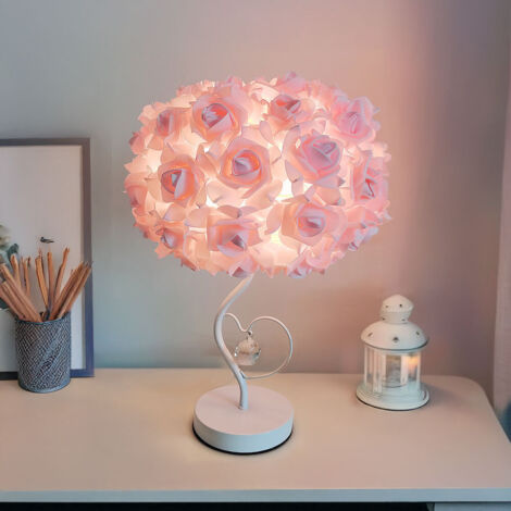 E27 Rose Flower Table Lamp Bedside Atmosphere Light Home Fixture Decoration (1/4)